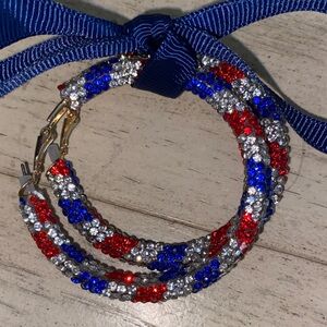 New 4th July Earrings, sensitive skin friendly, red white & blue rhinestone